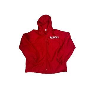 Russell Athletic Raiders Red Hooded Windbreaker Jacket Men’s XL Zip Front